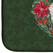 Load image into Gallery viewer, Fawn Pug Poinsetta Wreath Dish Drying Mat – Absorbent, Artistic Kitchen Essentials CK1584DDM
