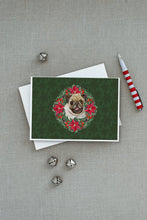 Load image into Gallery viewer, Fawn Pug Poinsetta Wreath Greeting Cards -  Blank Note Cards – 8-Pack of Artist-Designed Cards with Envelopes