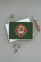 Load image into Gallery viewer, Shar Pei Puppy Poinsetta Wreath Greeting Cards -  Blank Note Cards – 8-Pack of Artist-Designed Cards with Envelopes
