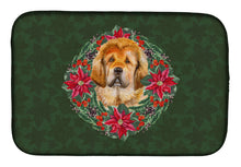 Load image into Gallery viewer, Tibetan Mastiff Poinsetta Wreath Dish Drying Mat – Absorbent, Artistic Kitchen Essentials CK1587DDM