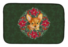 Load image into Gallery viewer, Toy Terrier Poinsetta Wreath Dish Drying Mat – Absorbent, Artistic Kitchen Essentials CK1588DDM