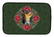 Load image into Gallery viewer, Miniature Pinscher #2 Poinsetta Wreath Dish Drying Mat – Absorbent, Artistic Kitchen Essentials CK1590DDM