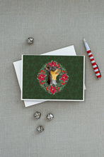 Load image into Gallery viewer, Miniature Pinscher #2 Poinsetta Wreath Greeting Cards -  Blank Note Cards – 8-Pack of Artist-Designed Cards with Envelopes
