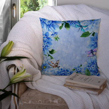 Load image into Gallery viewer, Blue Dahlias Throw Pillow - 14x14 Decorative Pillow – Art for Your Home &amp; Patio CK1705PW1414