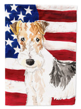 Load image into Gallery viewer, Patriotic USA Fox Terrier Flag Canvas House Size CK1707CHF