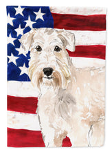 Load image into Gallery viewer, Patriotic USA Wheaten Terrier Flag Canvas House Size CK1709CHF
