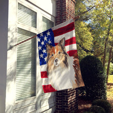 Load image into Gallery viewer, Patriotic USA Sheltie Flag Canvas House Size CK1716CHF