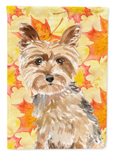 Load image into Gallery viewer, Fall Leaves Yorkie Yorkshire Terrier Flag Canvas House Size CK1817CHF