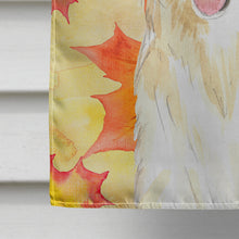 Load image into Gallery viewer, Fall Leaves White Collie Flag Canvas House Size CK1819CHF