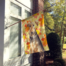 Load image into Gallery viewer, Fall Leaves Welsh Terrier Flag Canvas House Size CK1821CHF