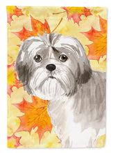 Load image into Gallery viewer, Fall Leaves Shih Tzu Puppy Flag Canvas House Size CK1825CHF