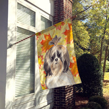 Load image into Gallery viewer, Fall Leaves Shih Tzu Flag Canvas House Size CK1826CHF