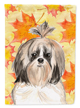 Load image into Gallery viewer, Fall Leaves Shih Tzu Flag Canvas House Size CK1826CHF
