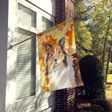 Load image into Gallery viewer, Fall Leaves Sheltie Flag Canvas House Size CK1827CHF