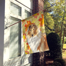 Load image into Gallery viewer, Fall Leaves Rough Collie Flag Canvas House Size CK1830CHF