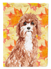 Load image into Gallery viewer, Fall Leaves Cavapoo Flag Canvas House Size CK1844CHF