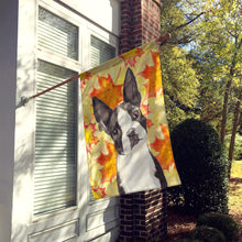 Load image into Gallery viewer, Fall Leaves Boston Terrier Flag Canvas House Size CK1849CHF