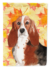 Load image into Gallery viewer, Fall Leaves Basset Hound Flag Canvas House Size CK1853CHF