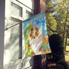 Load image into Gallery viewer, Christmas Tree Rough Collie Flag Canvas House Size CK1867CHF