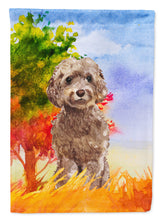 Load image into Gallery viewer, Fall Chocolate Labradoodle Flag Canvas House Size CK1953CHF