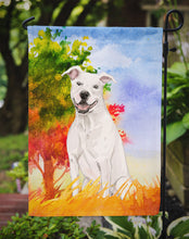 Load image into Gallery viewer, Fall White Staffie Bull Terrier Garden Flag - Outdoor Decorative Yard Flag CK1961GF