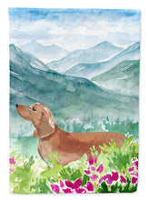 Load image into Gallery viewer, Mountian Flowers Red Dachshund Flag Canvas House Size CK1967CHF