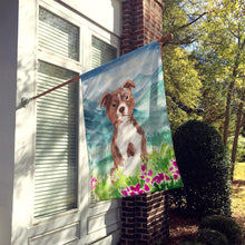 Load image into Gallery viewer, Mountian Flowers Red Staffordshire Bull Terrier Flag Canvas House Size CK1968CHF