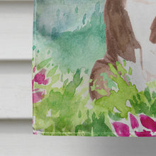 Load image into Gallery viewer, Mountian Flowers Red Staffordshire Bull Terrier Flag Canvas House Size CK1968CHF