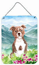 Load image into Gallery viewer, Mountian Flowers Red Staffordshire Bull Terrier Wall or Door Hanging Prints CK1968DS1216