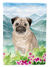 Load image into Gallery viewer, Mountian Flowers Fawn Pug Flag Canvas House Size CK1969CHF