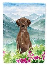 Load image into Gallery viewer, Mountian Flowers Chocolate Lab Flag Canvas House Size CK1986CHF