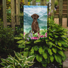 Load image into Gallery viewer, Mountian Flowers Chocolate Lab Garden Flag - Outdoor Decorative Yard Flag CK1986GF