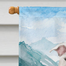 Load image into Gallery viewer, Mountian Flowers White Staffie Bull Terrier Flag Canvas House Size CK1996CHF