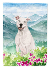Load image into Gallery viewer, Mountian Flowers White Staffie Bull Terrier Flag Canvas House Size CK1996CHF