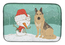 Load image into Gallery viewer, German Shepherd and Snowman Christmas Dish Drying Mat – Absorbent, Artistic Kitchen Essentials CK2033DDM