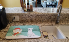 Load image into Gallery viewer, White Boxer and Snowman Christmas Dish Drying Mat – Absorbent, Artistic Kitchen Essentials CK2034DDM