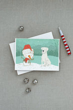 Load image into Gallery viewer, White Boxer and Snowman Christmas Greeting Cards -  Blank Note Cards – 8-Pack of Artist-Designed Cards with Envelopes
