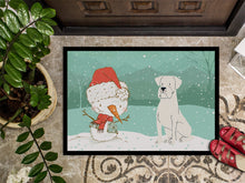 Load image into Gallery viewer, White Boxer and Snowman Christmas Doormat - 24x36 Decorative Floor Mat – Indoor/Outdoor Rug with Artistic Flair CK2034JMAT
