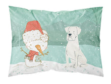 Load image into Gallery viewer, White Boxer and Snowman Christmas  Standard Pillowcase – Artistic Decorative Front, White Back CK2034PILLOWCASE