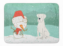 Load image into Gallery viewer, White Boxer and Snowman Christmas Machine Washable Memory Foam Mat CK2034RUG
