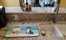 Load image into Gallery viewer, Black Boxer and Snowman Christmas Dish Drying Mat – Absorbent, Artistic Kitchen Essentials CK2035DDM