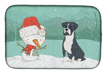 Load image into Gallery viewer, Black Boxer and Snowman Christmas Dish Drying Mat – Absorbent, Artistic Kitchen Essentials CK2035DDM