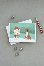 Load image into Gallery viewer, Fawn Boxer and Snowman Christmas Greeting Cards -  Blank Note Cards – 8-Pack of Artist-Designed Cards with Envelopes
