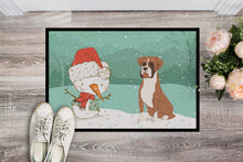 Load image into Gallery viewer, Fawn Boxer and Snowman Christmas Doormat - 18x27 Decorative Floor Mat – Indoor/Outdoor Rug with Artistic Flair CK2036MAT
