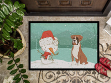 Load image into Gallery viewer, Fawn Boxer and Snowman Christmas Doormat - 18x27 Decorative Floor Mat – Indoor/Outdoor Rug with Artistic Flair CK2036MAT