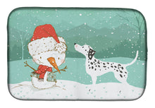 Load image into Gallery viewer, Dalmatian and Snowman Christmas Dish Drying Mat – Absorbent, Artistic Kitchen Essentials CK2037DDM