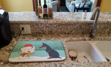 Load image into Gallery viewer, Doberman and Snowman Christmas Dish Drying Mat – Absorbent, Artistic Kitchen Essentials CK2038DDM