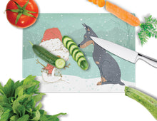 Load image into Gallery viewer, Doberman and Snowman Christmas Glass Cutting Boards – Durable, Decorative Kitchen Art Large CK2038LCB