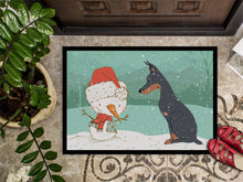Load image into Gallery viewer, Doberman and Snowman Christmas Doormat - 18x27 Decorative Floor Mat – Indoor/Outdoor Rug with Artistic Flair CK2038MAT