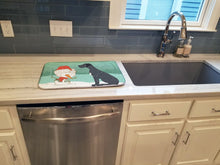 Load image into Gallery viewer, Black Great Dane and Snowman Christmas Dish Drying Mat – Absorbent, Artistic Kitchen Essentials CK2039DDM